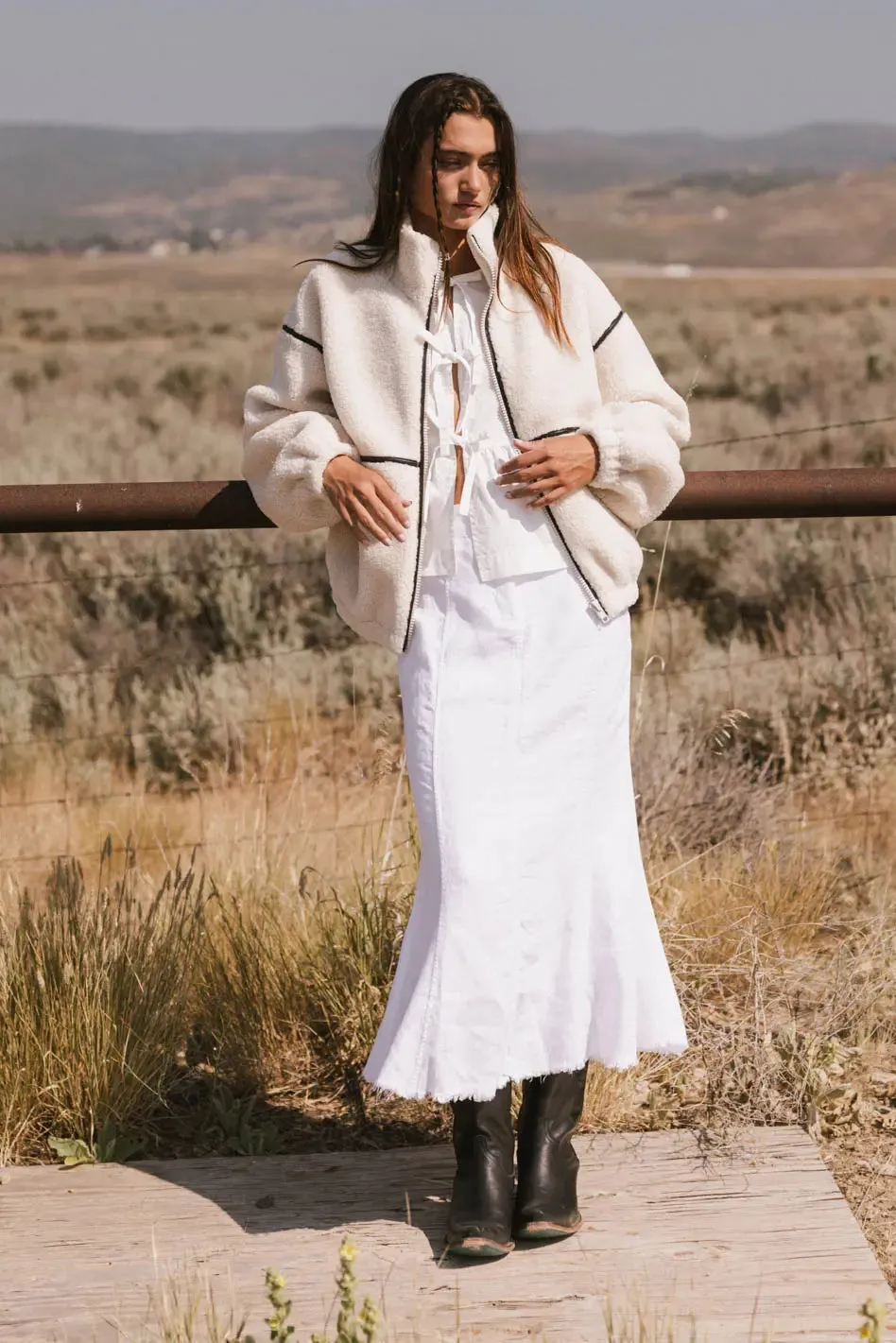 Gabby Fleece Zip Up in Cream - FINAL SALE sold by bohme product image thumbnail 2