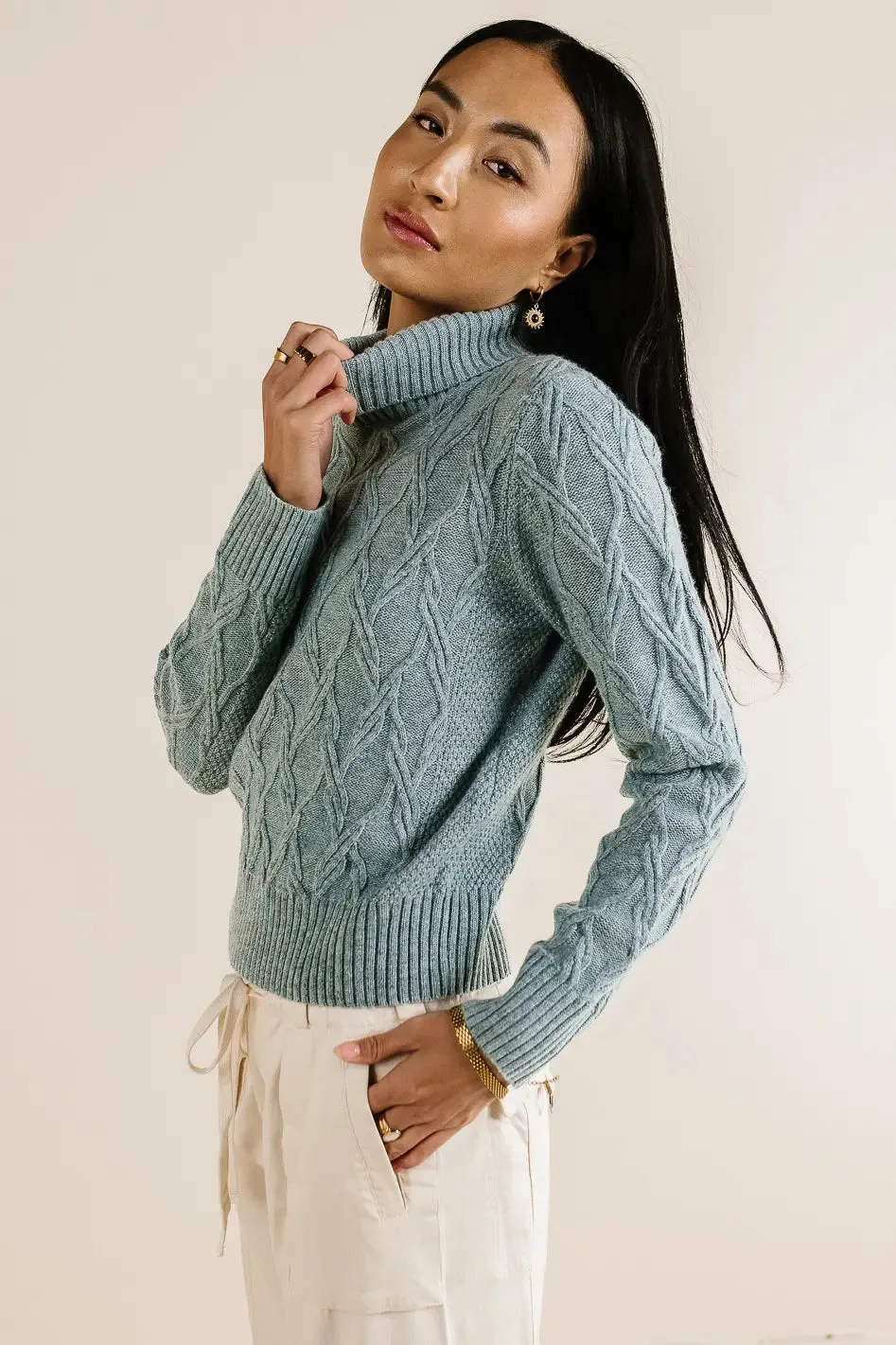 Maeve Turtleneck Sweater in Blue - FINAL SALE sold by bohme product image thumbnail 3