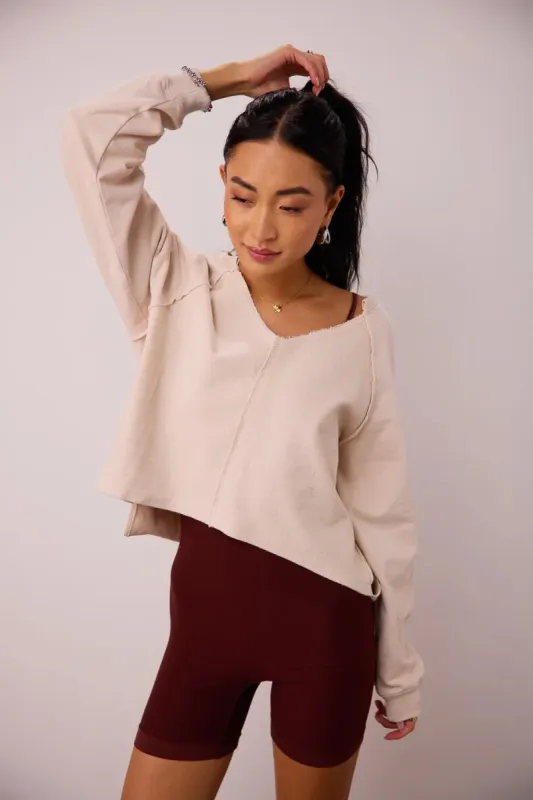 Exposed Seam Sweatshirt in Natural - FINAL SALE sold by bohme