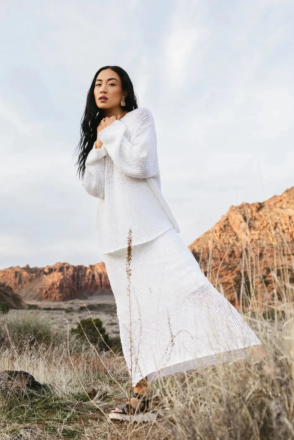 Charlotte Knit Skirt in White - FINAL SALE sold by bohme product image thumbnail 4