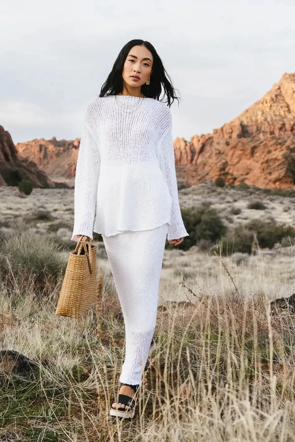 Charlotte Knit Skirt in White - FINAL SALE sold by bohme product image thumbnail 3