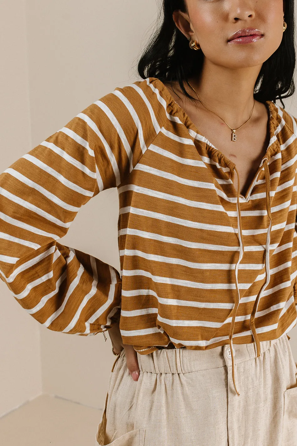 Kilby Striped Top in Mustard - FINAL SALE sold by bohme