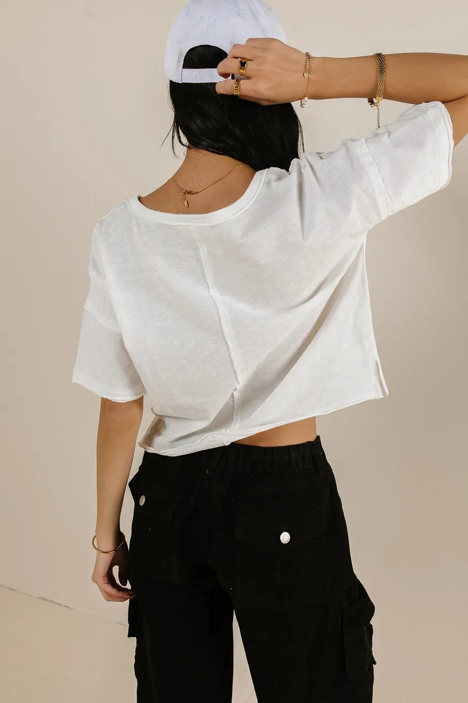 Celine Cropped T-Shirt in Off White - FINAL SALE sold by bohme product image thumbnail 2