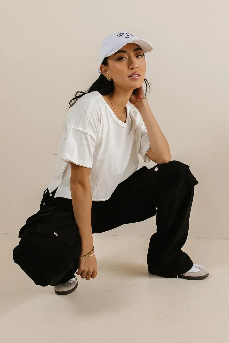 Celine Cropped T-Shirt in Off White - FINAL SALE sold by bohme product image thumbnail 4