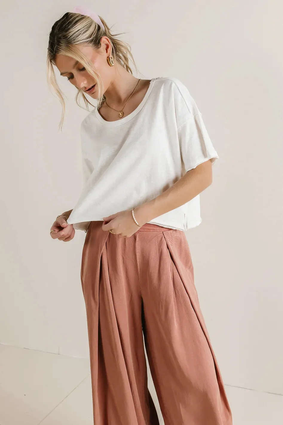 Celine Cropped T-Shirt in Off White - FINAL SALE sold by bohme product image thumbnail 3