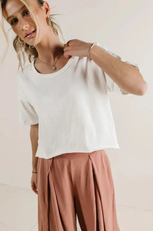 Celine Cropped T-Shirt in Off White - FINAL SALE sold by bohme