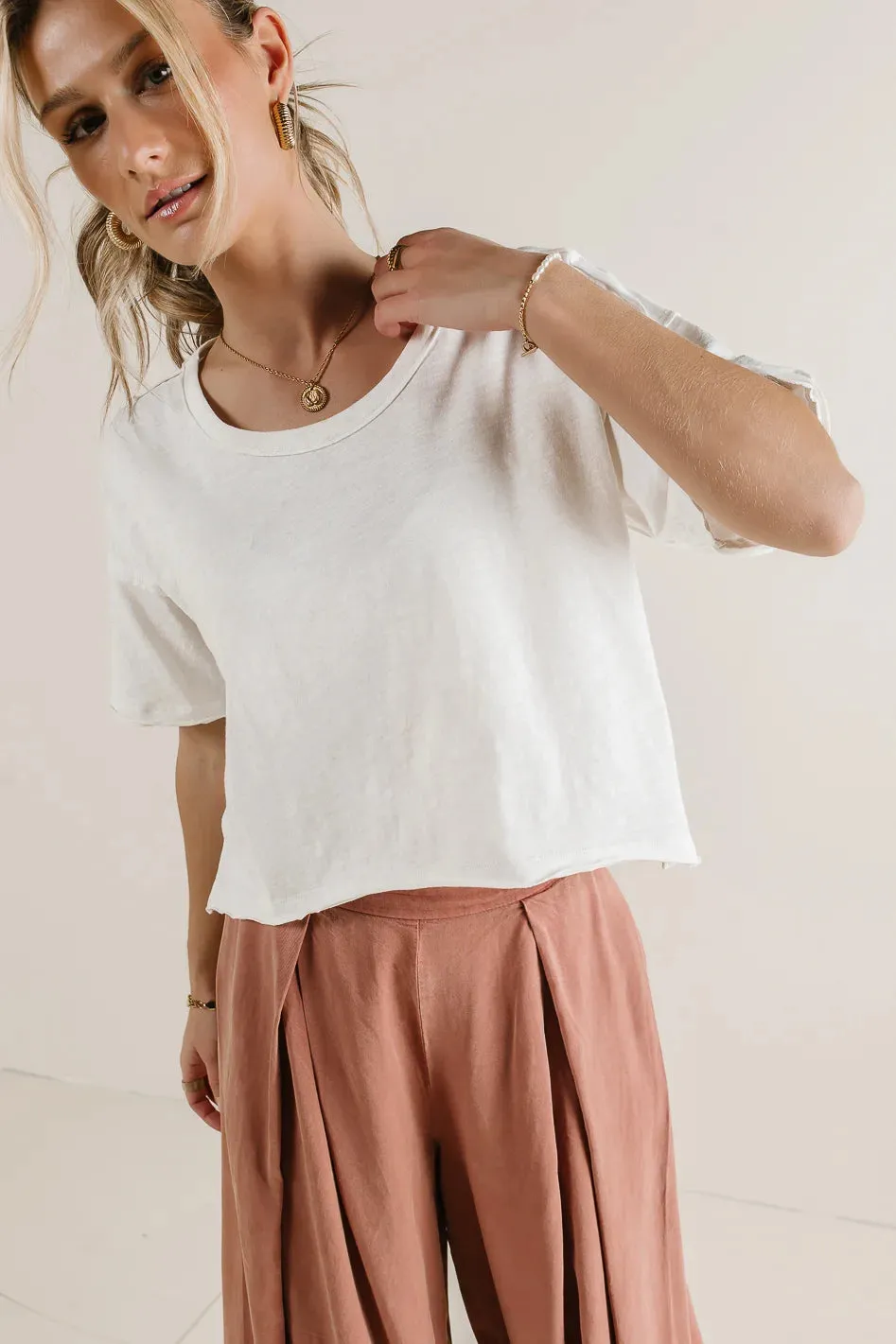 Celine Cropped T-Shirt in Off White - FINAL SALE sold by bohme