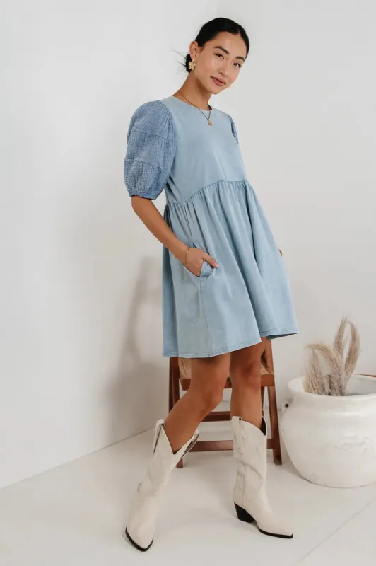 Andra Mini Dress in Blue - FINAL SALE sold by bohme