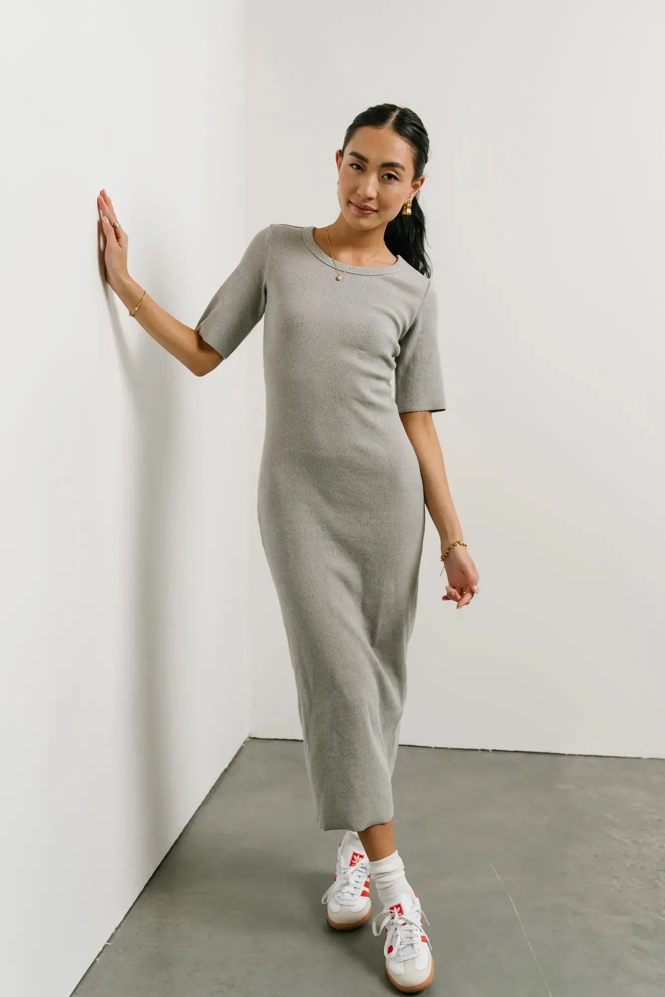 Lori Ribbed Dress in Grey - FINAL SALE sold by bohme product image thumbnail 5