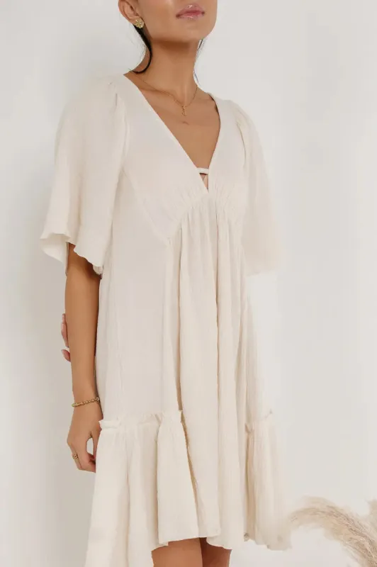 Slow It Down Mini Dress in Cream - FINAL SALE sold by bohme