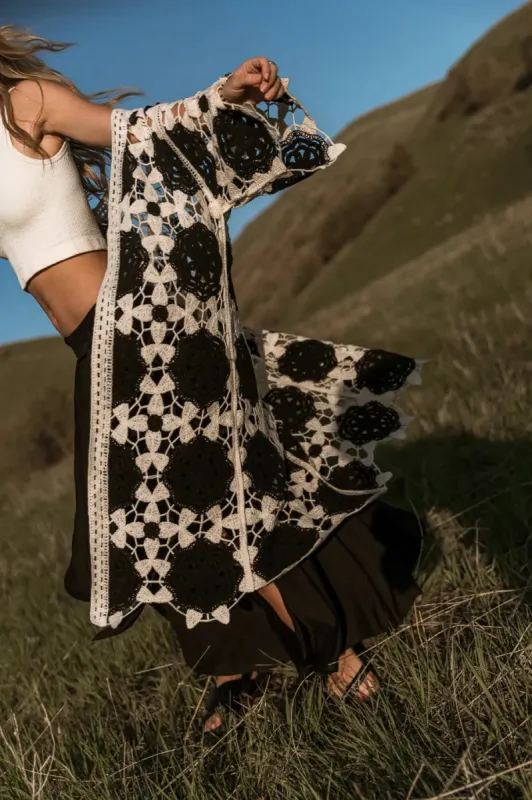 Zetta Floral Crocheted Kimono sold by bohme