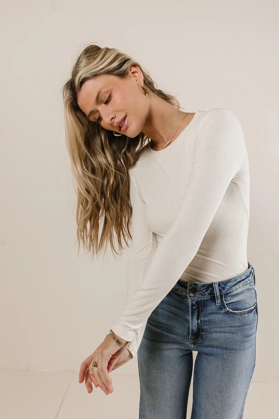 Journee Ribbed Top in Cream - FINAL SALE sold by bohme product image thumbnail 3