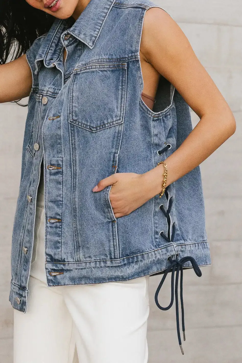 Stephie Lace Up Denim Vest - FINAL SALE sold by bohme