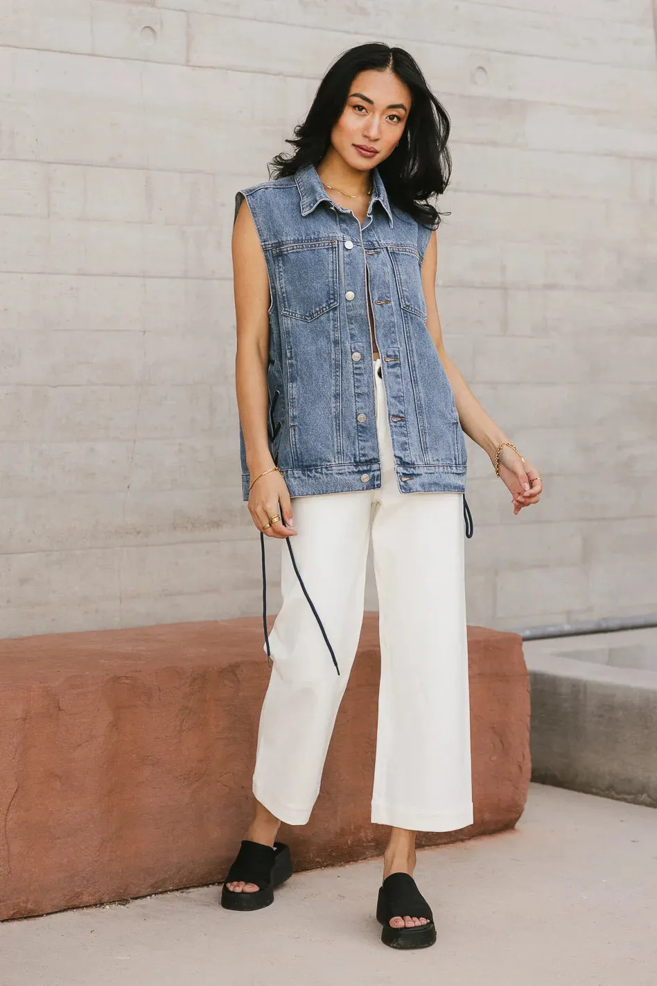 Stephie Lace Up Denim Vest - FINAL SALE sold by bohme product image thumbnail 5