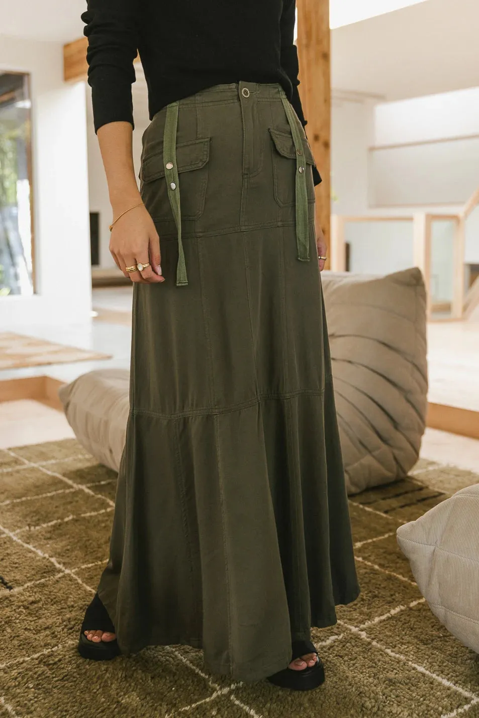 Hadlee Utility Maxi Skirt in Olive - FINAL SALE sold by bohme product image thumbnail 2