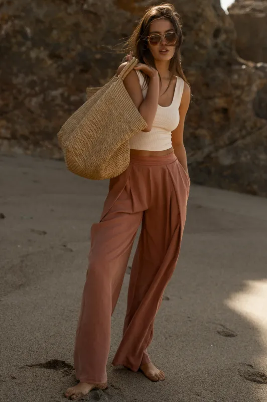 Katie Wide Leg Pants in Brick - FINAL SALE sold by bohme