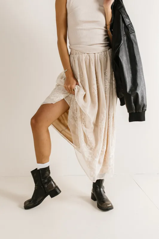 Grace Floral Tulle Skirt in Champagne sold by bohme