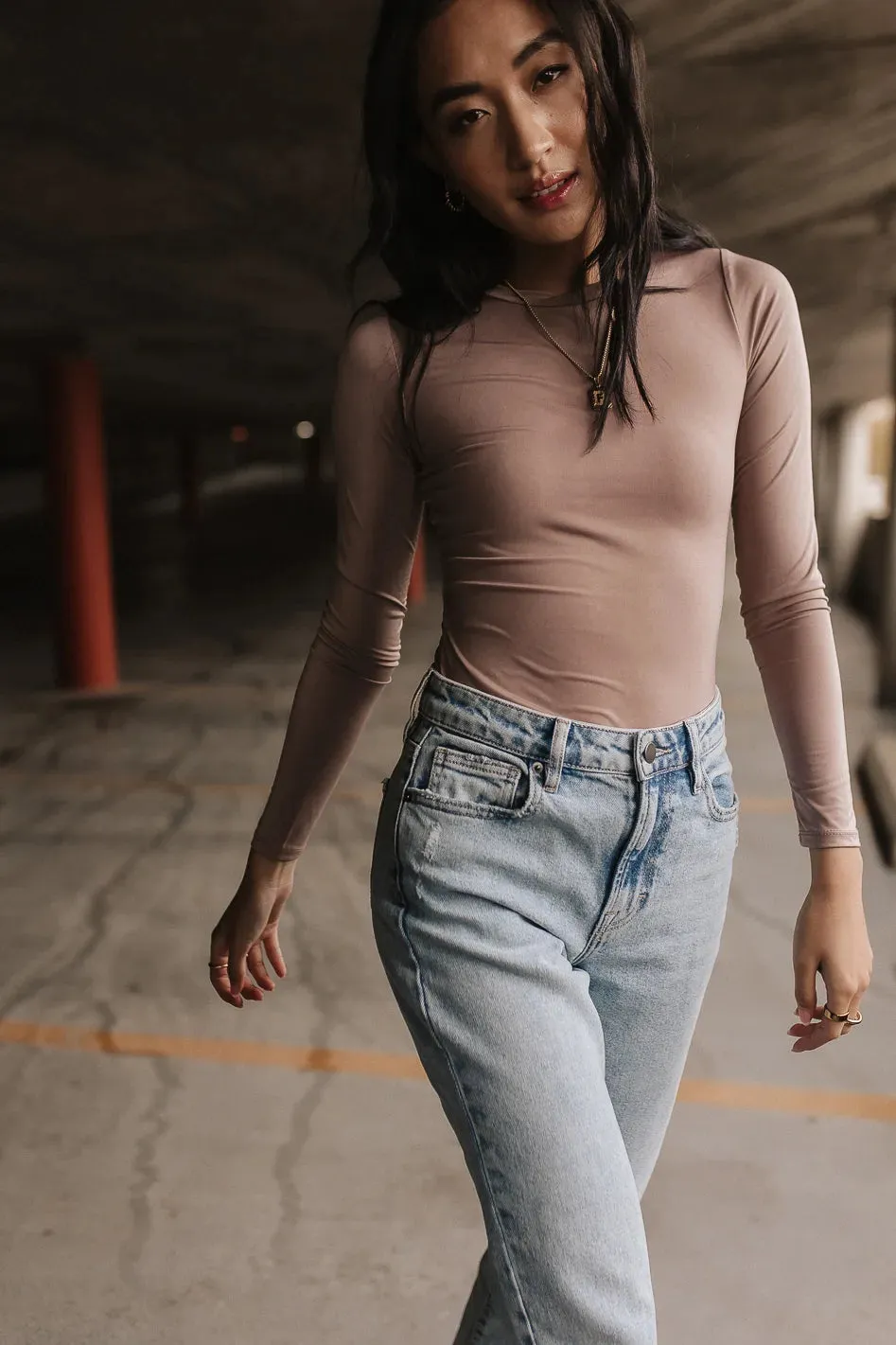 Kali Long Sleeve Bodysuit in Mocha - FINAL SALE sold by bohme