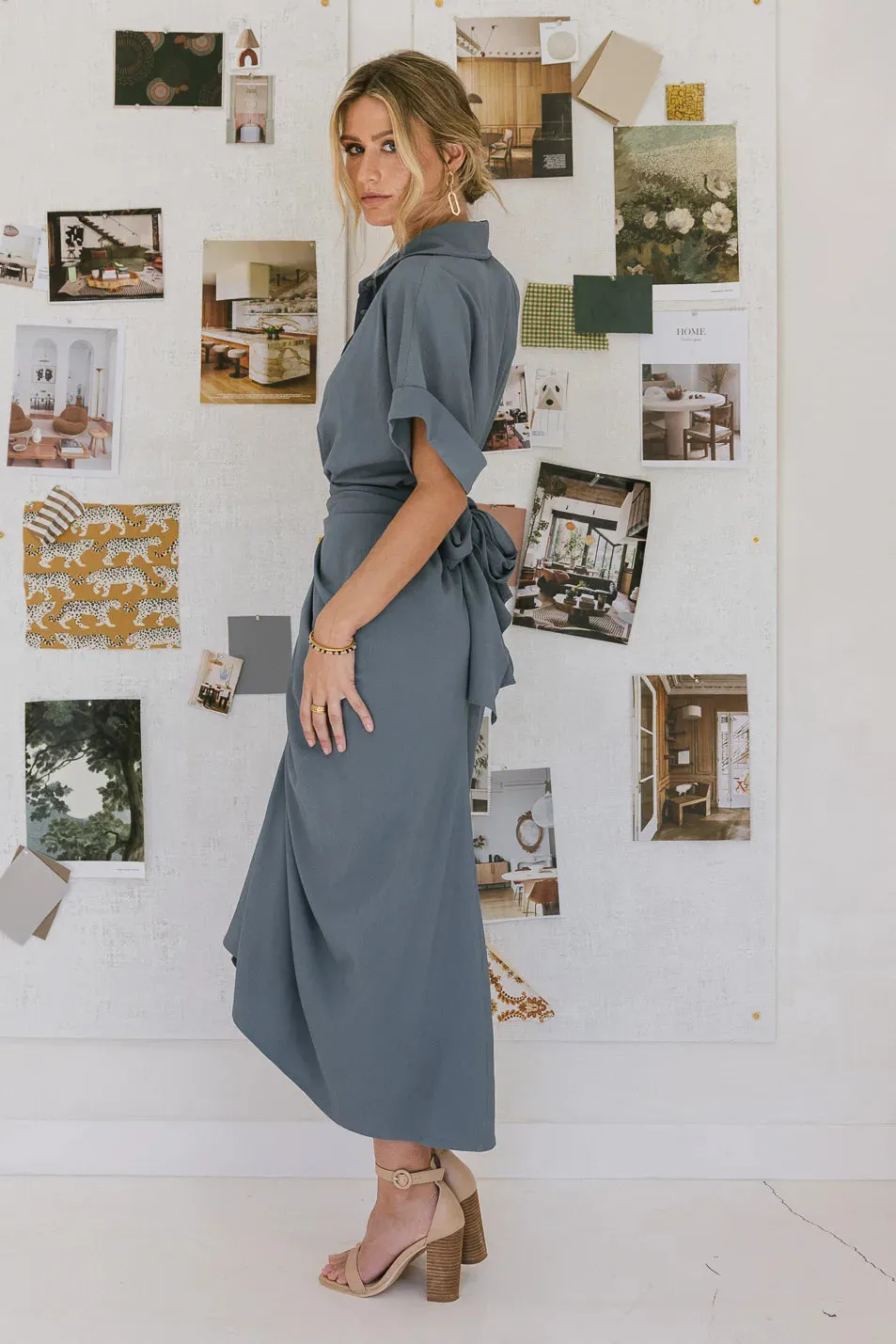 Brynlee Ruched Dress in Blue - FINAL SALE sold by bohme product image thumbnail 4