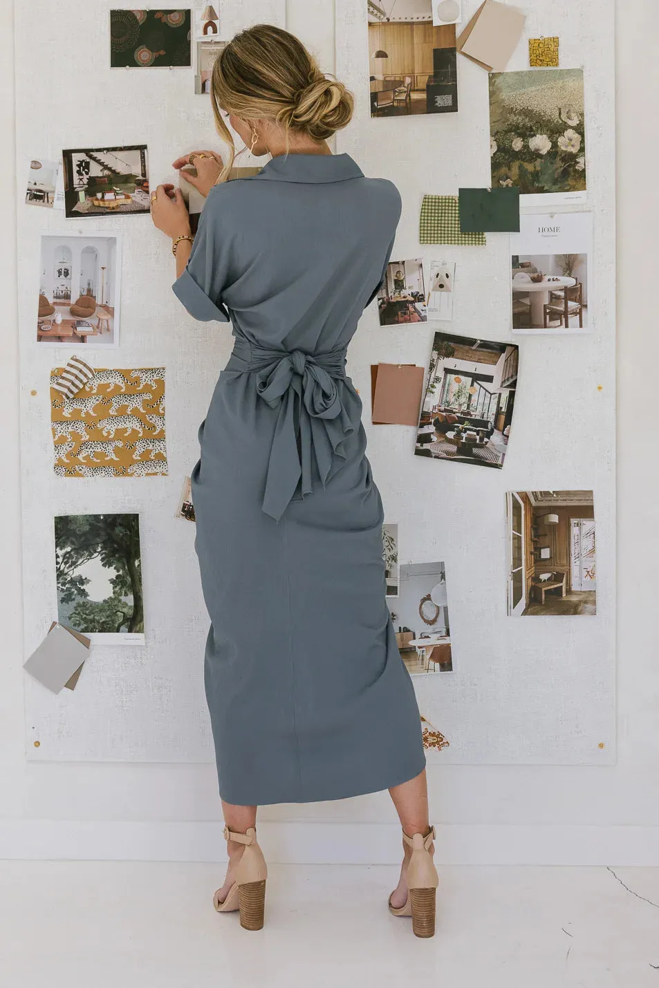 Brynlee Ruched Dress in Blue - FINAL SALE sold by bohme product image thumbnail 5