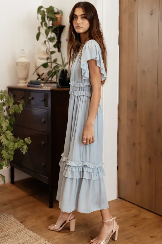 Willa Ruffle Dress in Light Blue - FINAL SALE sold by bohme