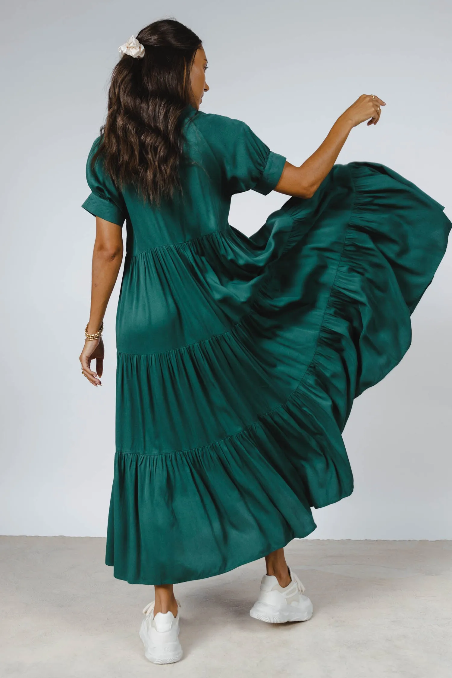 Amanda Tiered Dress in Hunter Green - FINAL SALE sold by bohme product image thumbnail 2