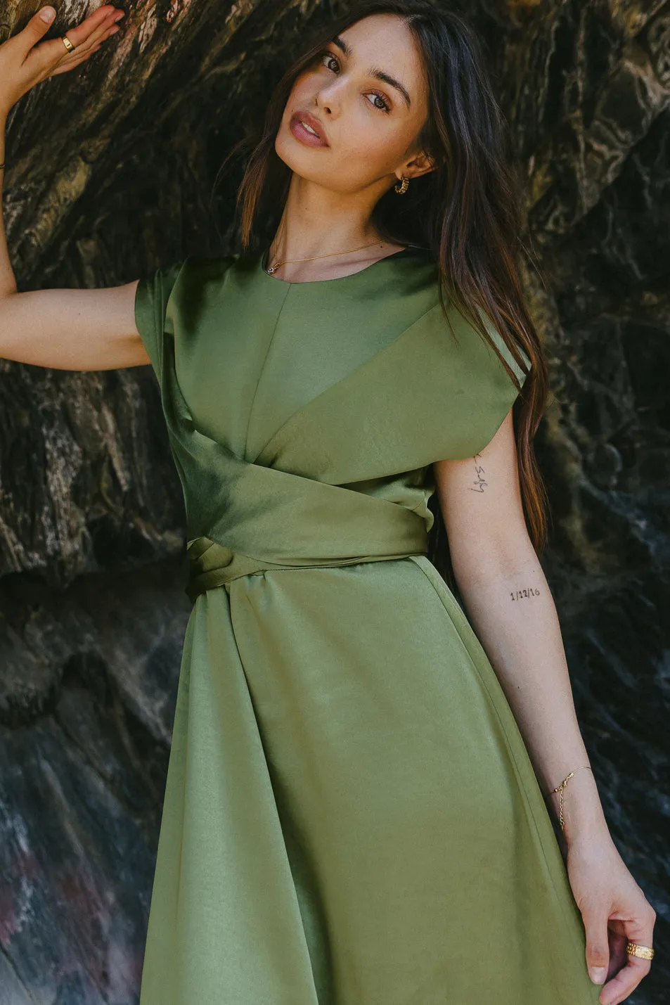 Rosalind Midi Dress in Moss - FINAL SALE sold by bohme product image thumbnail 5