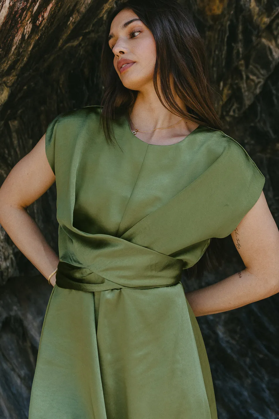 Rosalind Midi Dress in Moss - FINAL SALE sold by bohme product image thumbnail 2