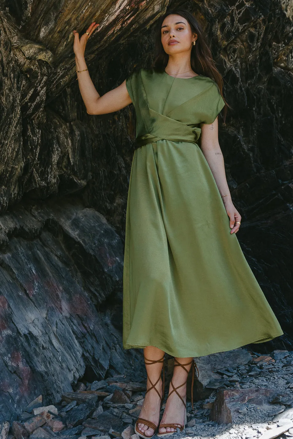Rosalind Midi Dress in Moss - FINAL SALE sold by bohme product image thumbnail 3