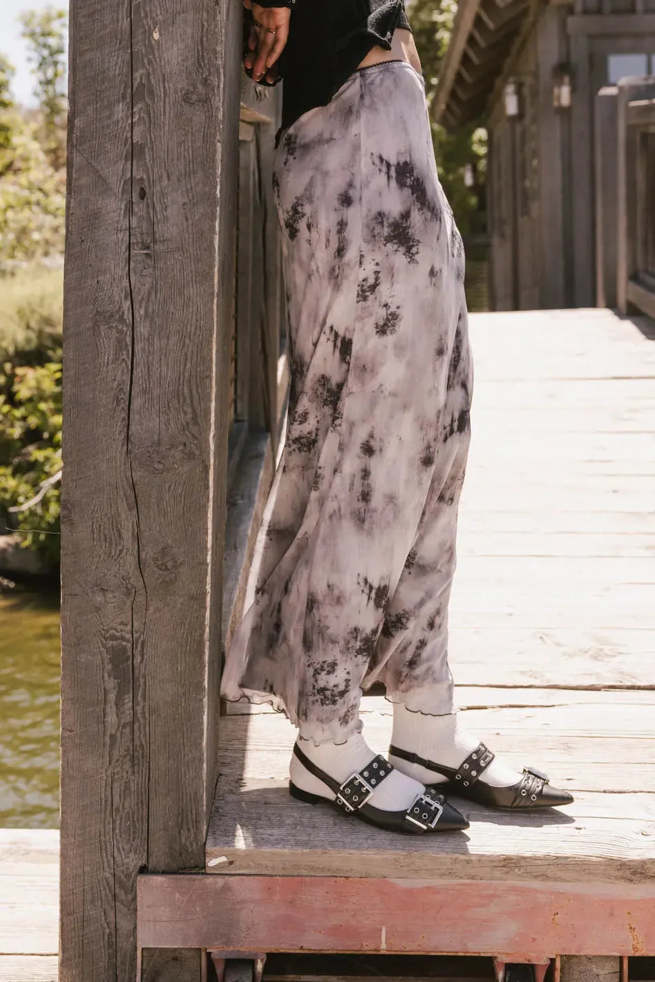 Chandler Abstract Maxi Skirt in Grey - FINAL SALE sold by bohme product image thumbnail 5