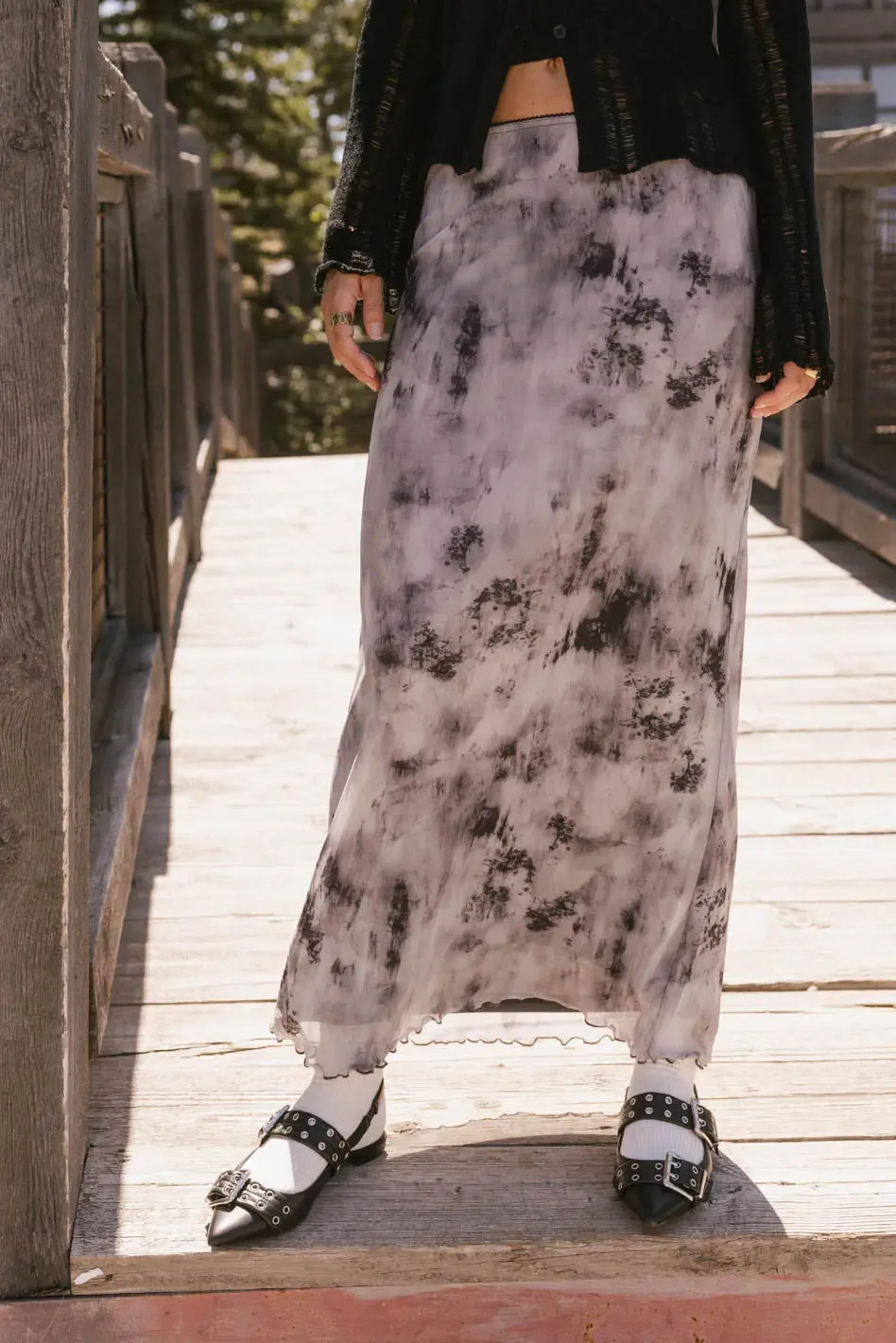 Chandler Abstract Maxi Skirt in Grey - FINAL SALE sold by bohme