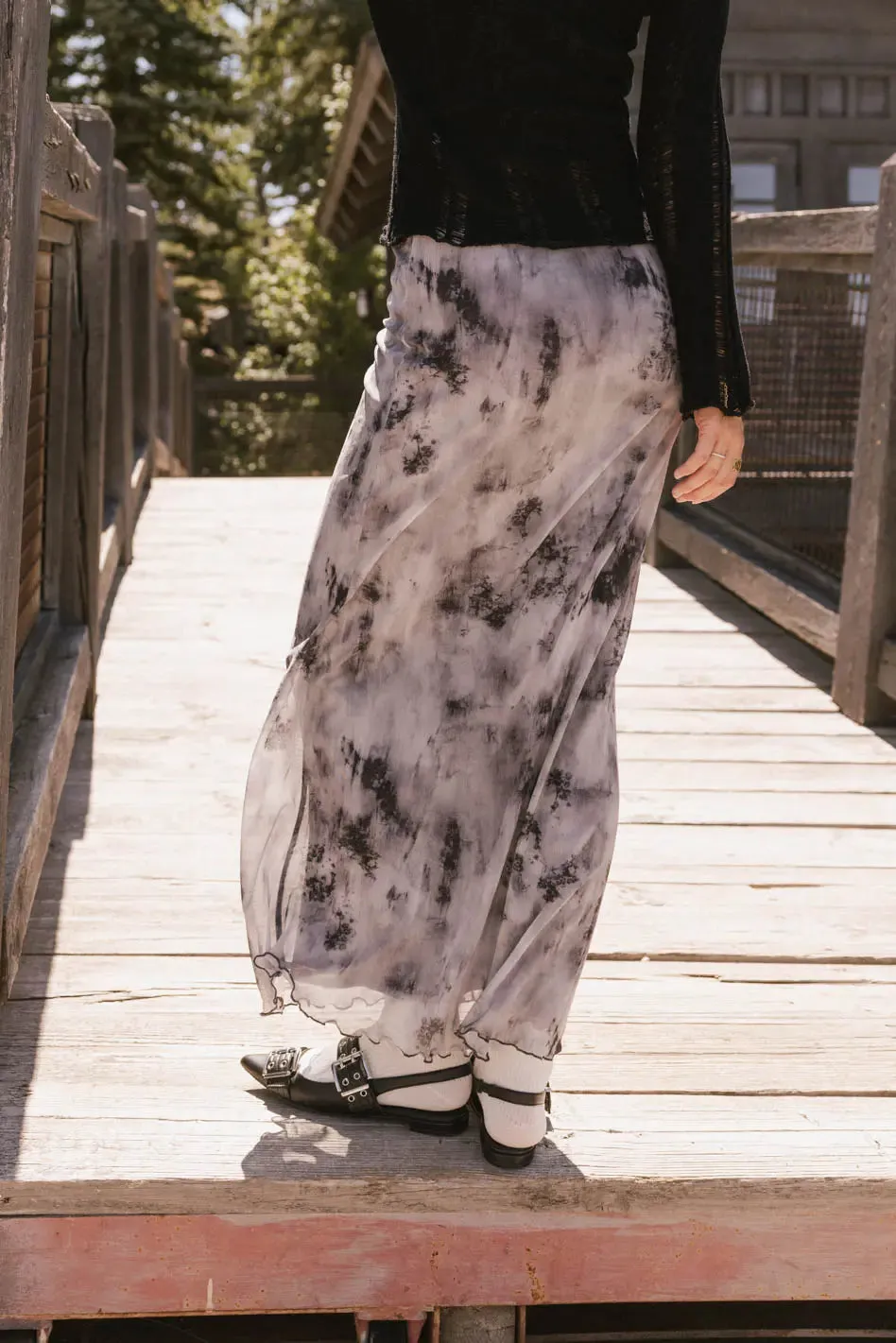 Chandler Abstract Maxi Skirt in Grey - FINAL SALE sold by bohme product image thumbnail 4