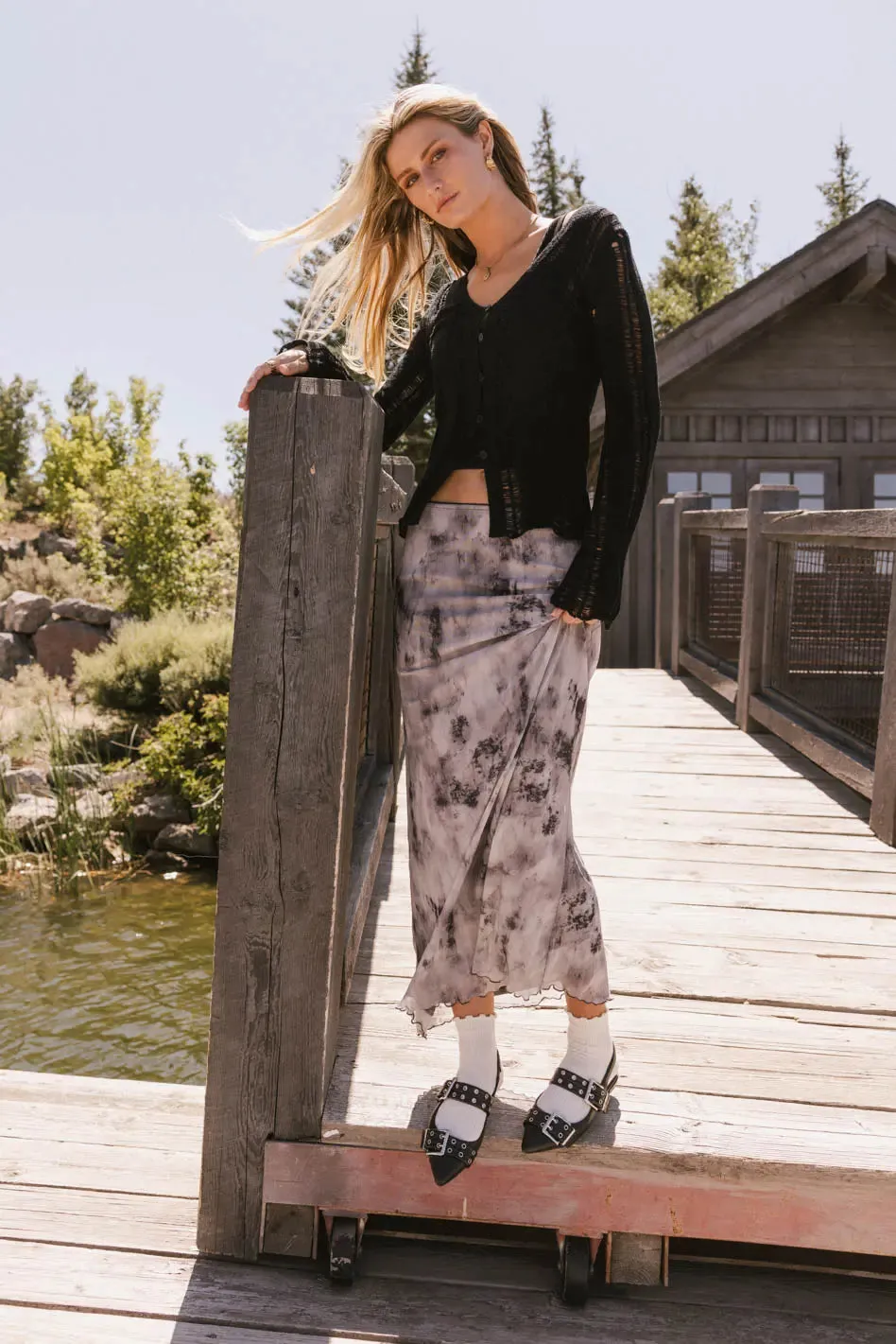 Chandler Abstract Maxi Skirt in Grey - FINAL SALE sold by bohme product image thumbnail 3