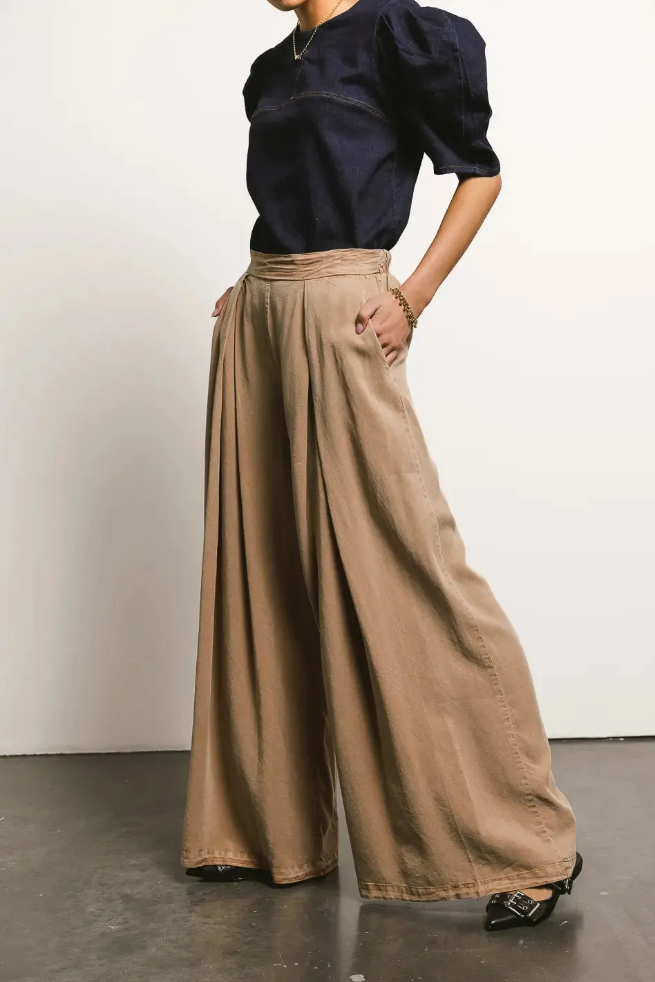 Katie Wide Leg Pants in Tan - FINAL SALE sold by bohme