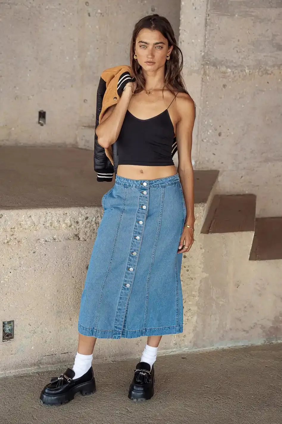 Kaylee Button Denim Skirt - FINAL SALE sold by bohme product image thumbnail 2