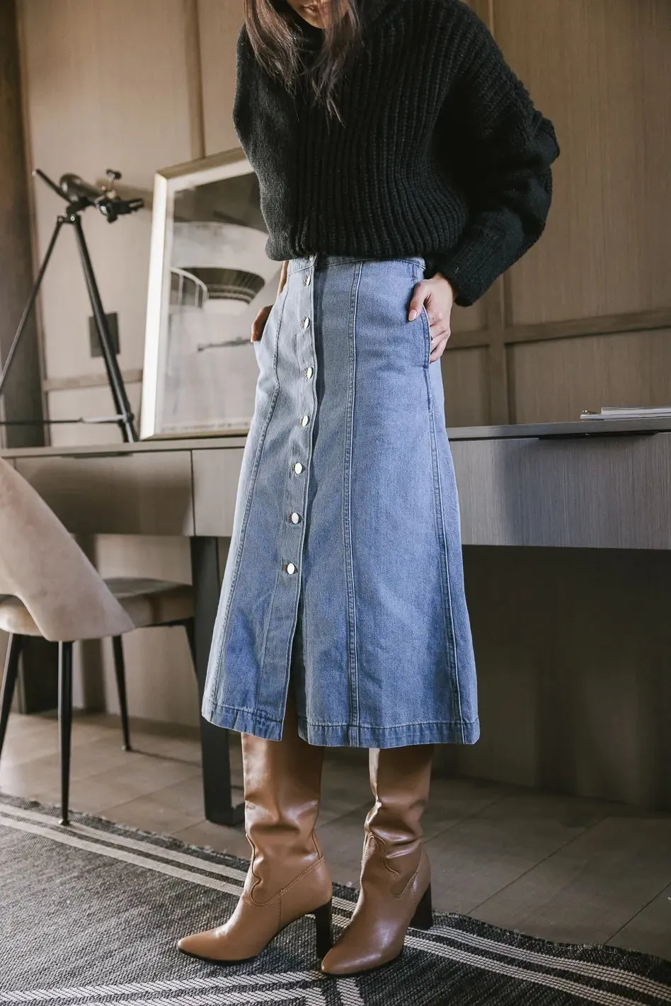Kaylee Button Denim Skirt - FINAL SALE sold by bohme product image thumbnail 3