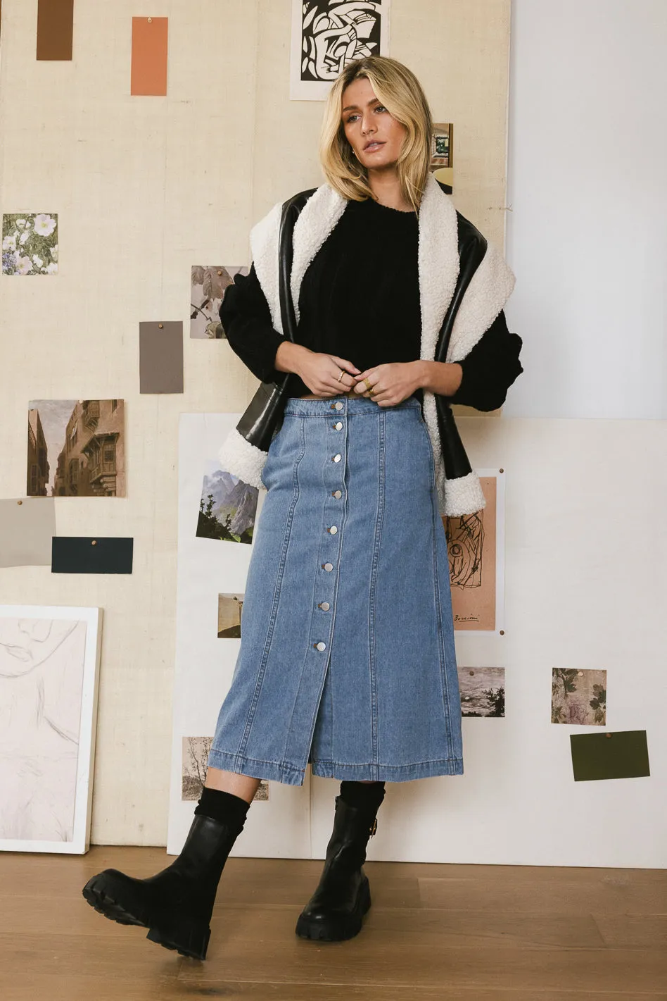 Kaylee Button Denim Skirt - FINAL SALE sold by bohme product image thumbnail 4