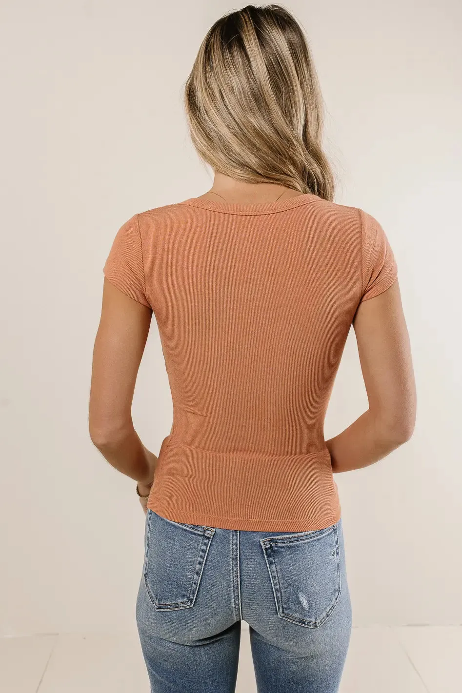 Freya Ribbed Top in Coral - FINAL SALE sold by bohme product image thumbnail 3