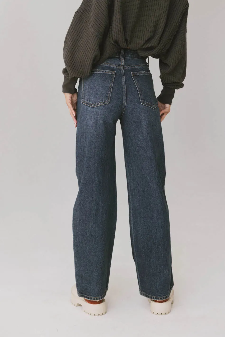 Emiliano Wide Leg Jeans in Dark Wash - FINAL SALE sold by bohme product image thumbnail 4