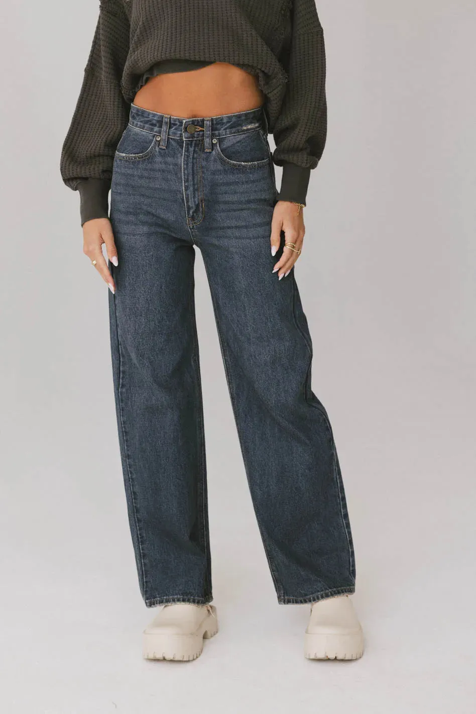 Emiliano Wide Leg Jeans in Dark Wash - FINAL SALE sold by bohme product image thumbnail 3