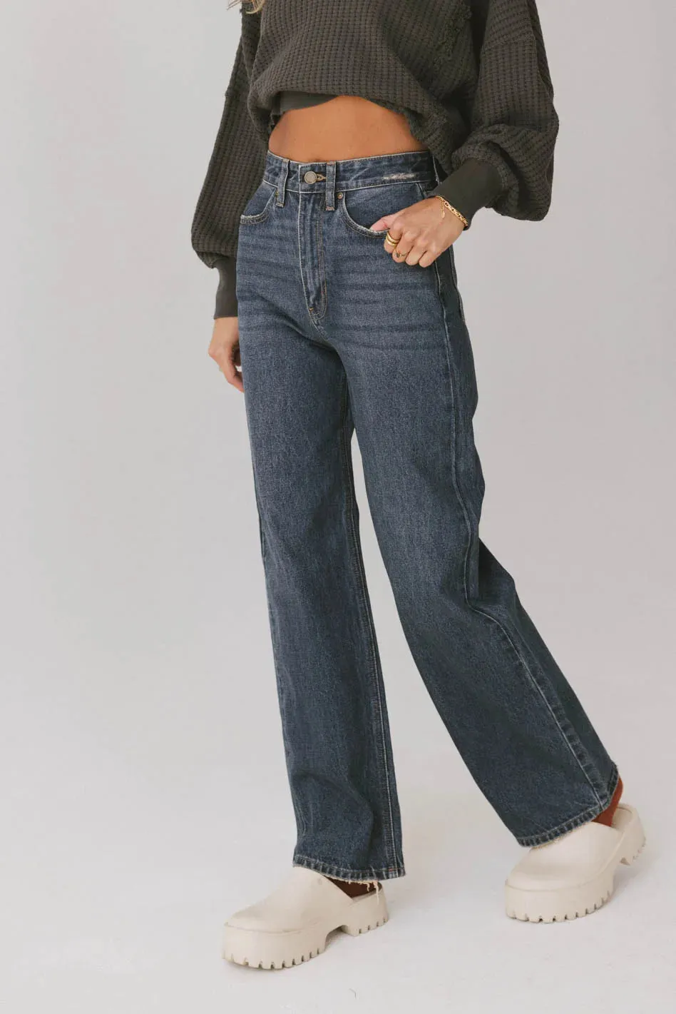 Emiliano Wide Leg Jeans in Dark Wash - FINAL SALE sold by bohme
