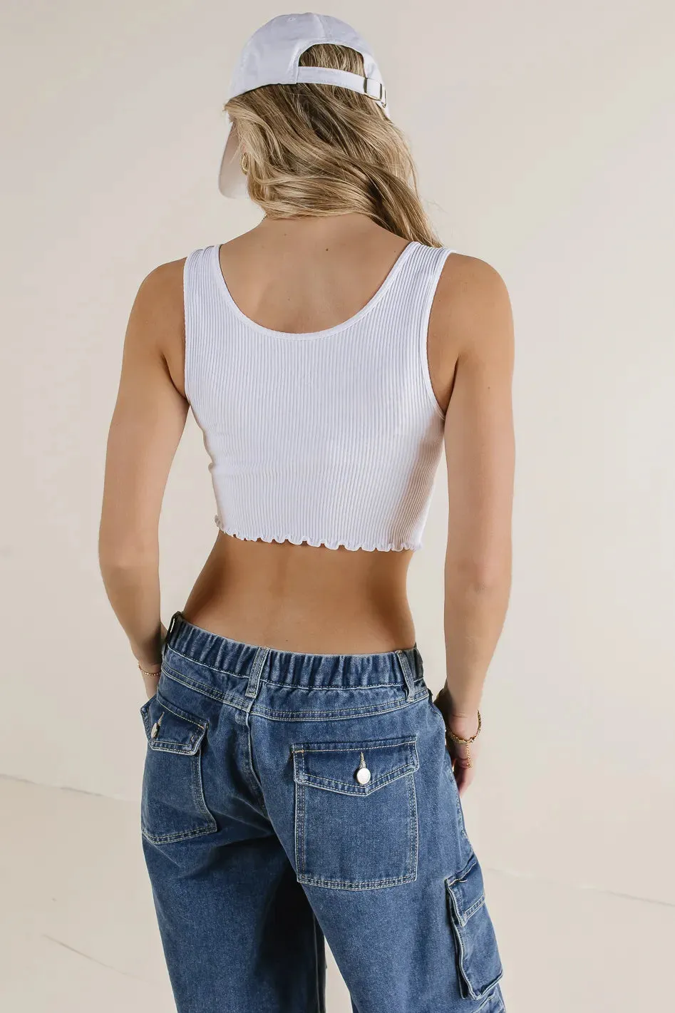 Everleigh Cropped Tank in White sold by bohme product image thumbnail 4