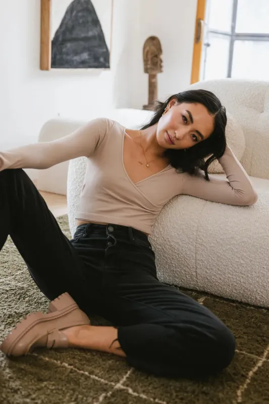 Blair Surplice Crop Top in Mocha - FINAL SALE sold by bohme