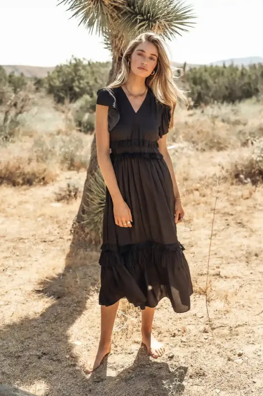 Willa Ruffle Dress in Black - FINAL SALE sold by bohme