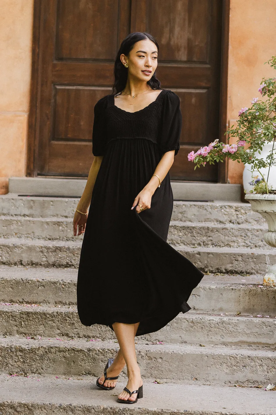 Nina Crocheted Midi Dress in Black - FINAL SALE sold by bohme product image thumbnail 4
