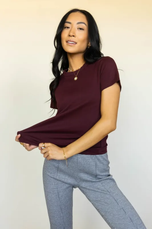 Mckenna T-Shirt in Burgundy - FINAL SALE sold by bohme