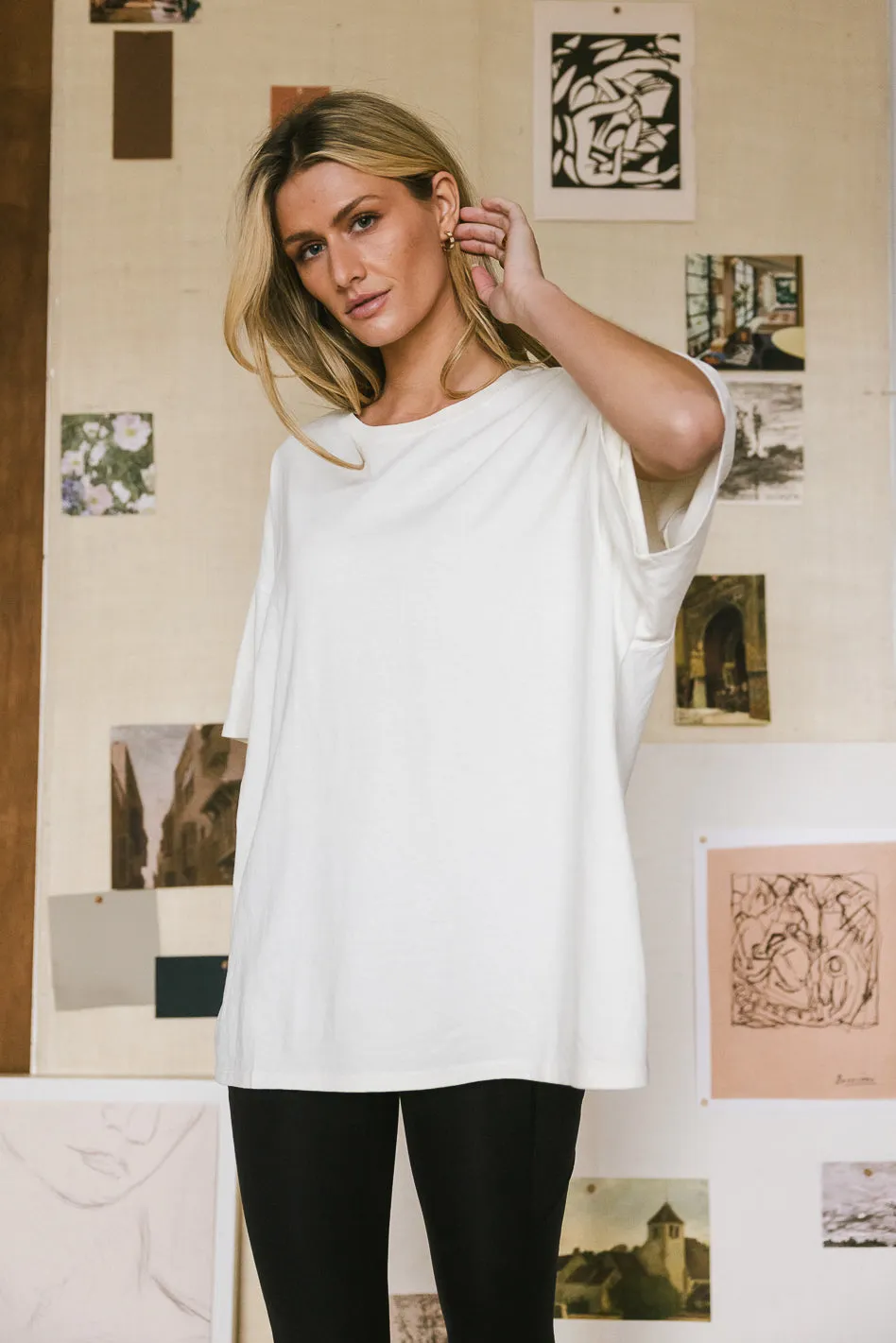 Lily Oversized T-Shirt in Cream - FINAL SALE sold by bohme product image thumbnail 4