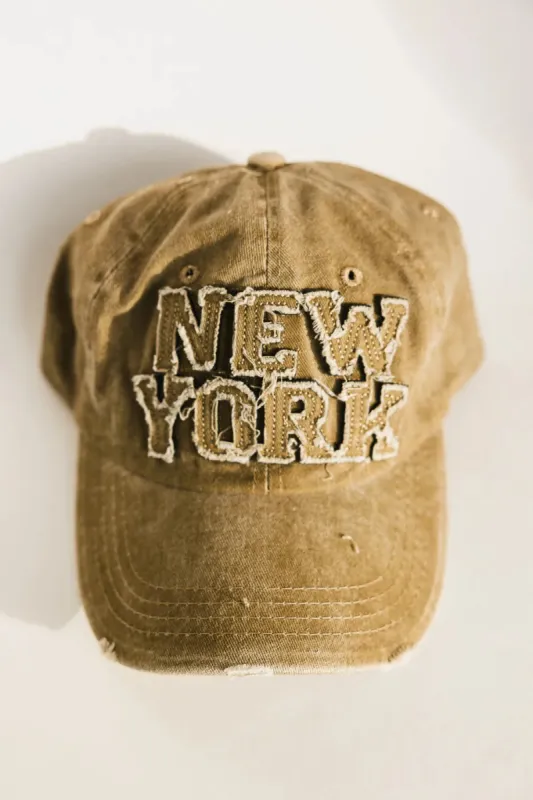 Ripped New York Baseball Call in Khaki sold by bohme