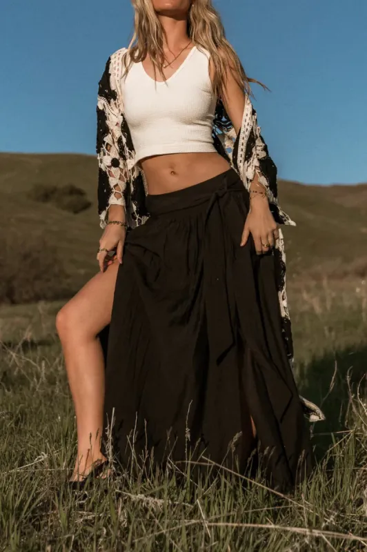 Kiri Double Slit Skirt in Black - FINAL SALE sold by bohme