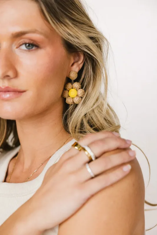 Bobbi Rattan Flower Earrings in Tan - FINAL SALE sold by bohme